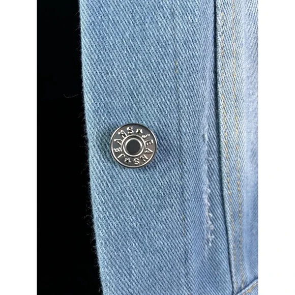 JZNZ Womens Medium Lightwashed Denim Jean Jacket Detachable Hood Distressed Blue - Picture 3 of 7